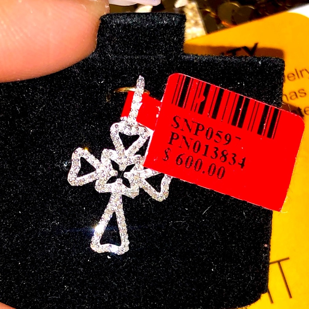 Real diamond cross pendant, not CZ not fake, best gift for women, birthday gift